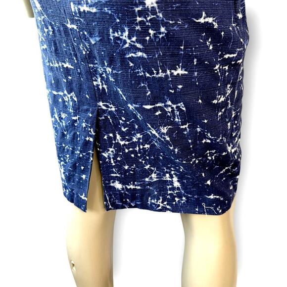 Michael Kors Casual Pencil Skirt Stretch Size 8 Textured Abstract Splatter Navy - Picture 7 of 10